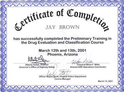 Drug Recognition Evaluation (DRE) Preliminary Training
